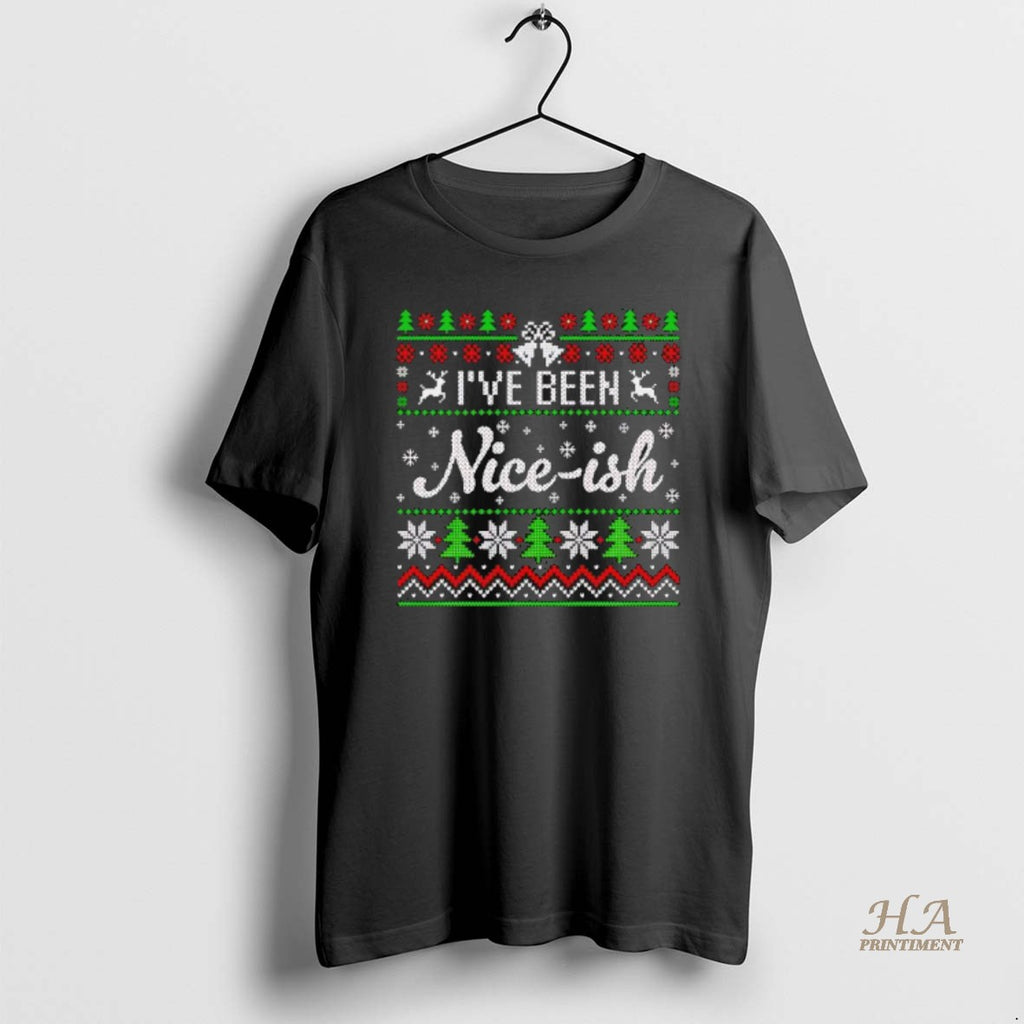 Official Ive Been Nice Ish Ugly Christmas Black Shirt Hoodie Sweatshirt | PurePodTees.com