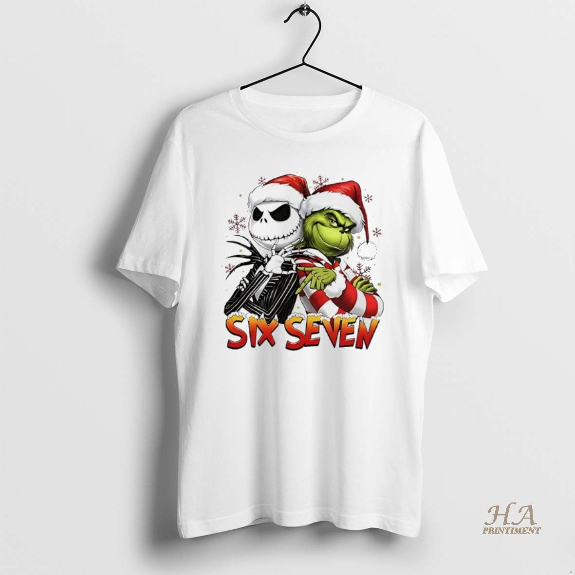 Official Jack Skellington And Grinch Funny Six Seven Meme Christmas Shirt Hoodie Sweatshirt | PurePodTees.com