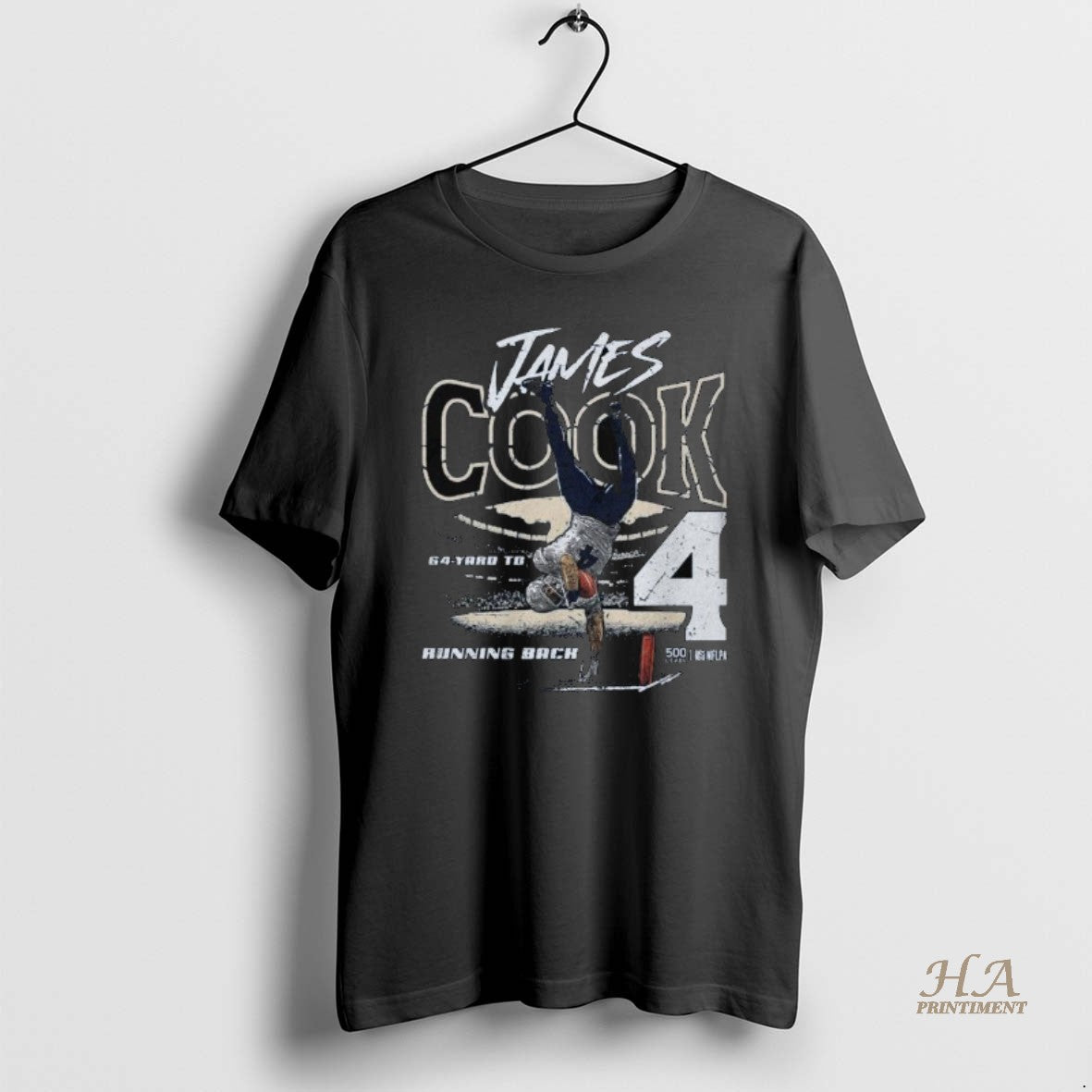 Official James Cook Buffalo 64 Yd Td Running Back Long Sleve Shirt Hoodie Sweatshirt | PurePodTees.com