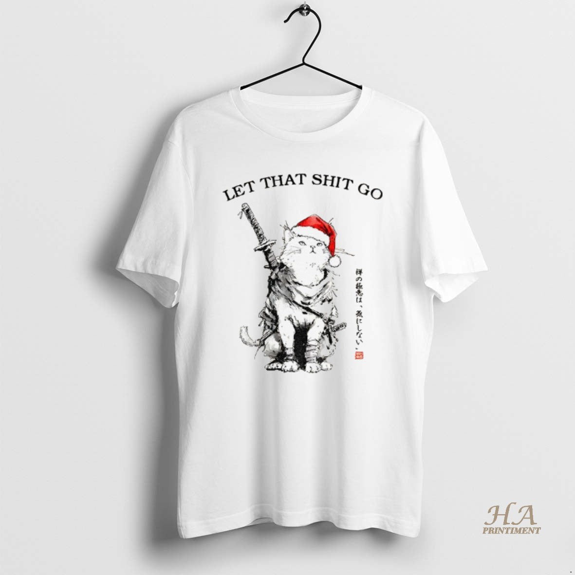 Official Japan Cat Santa Hat Let That Shit Go Merry Christmas Shirt Hoodie Sweatshirt | PurePodTees.com