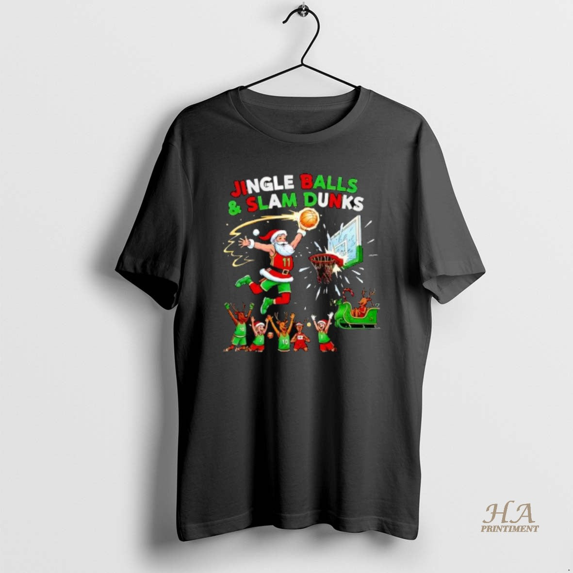 Official Jingle Balls And Slam Dunks 2025 Funny Christmas Basketball Santa Design Shirt Hoodie Sweatshirt | PurePodTees.com