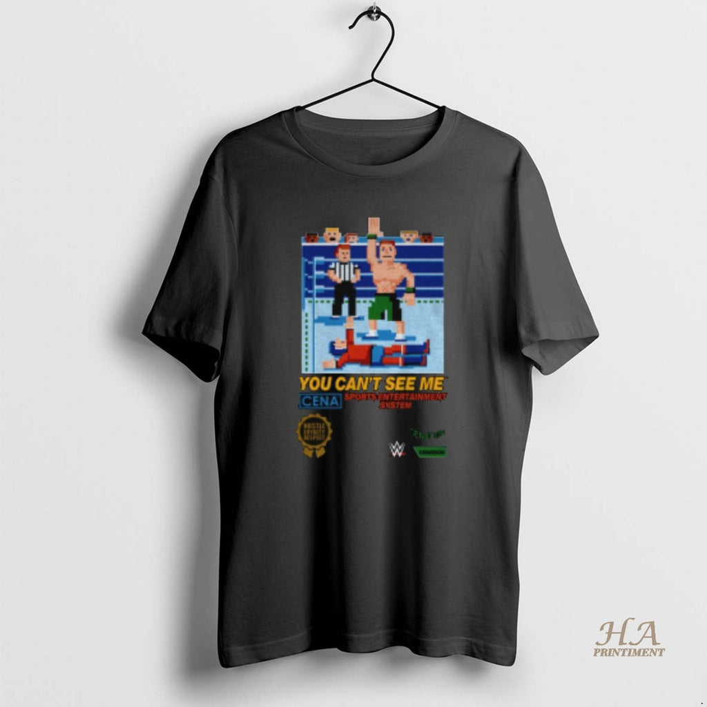 Official John Cena Retro 8 Bit Boxy You Cant See Me Shirt Hoodie Sweatshirt | PurePodTees.com