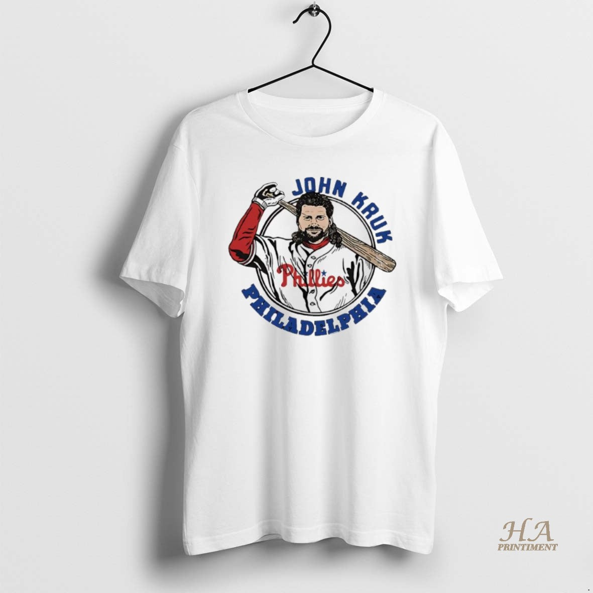 Official John Kruk Philadelphia Phillies Red Player Portrait Retro Shirt Hoodie Sweatshirt | PurePodTees.com