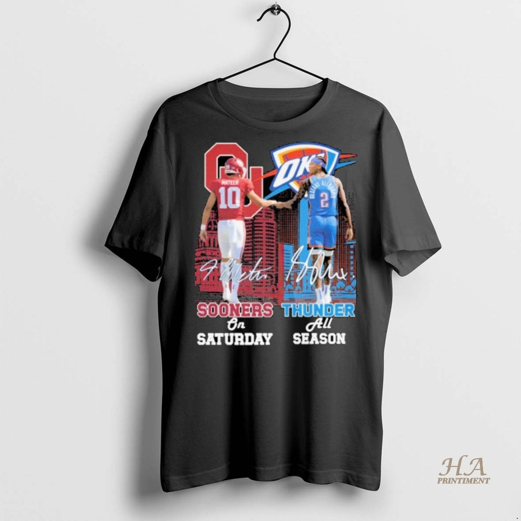 Official John Mateer And Shai Gilgeous Alexander Oklahoma Sooners On Oklahoma City Thunder Thunder All Shirt Hoodie...