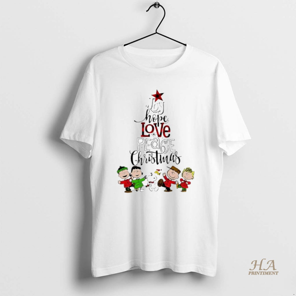 Official Joy Hope Love Peace Christmas Peanuts Comic Shirt Hoodie Sweatshirt | PurePodTees.com