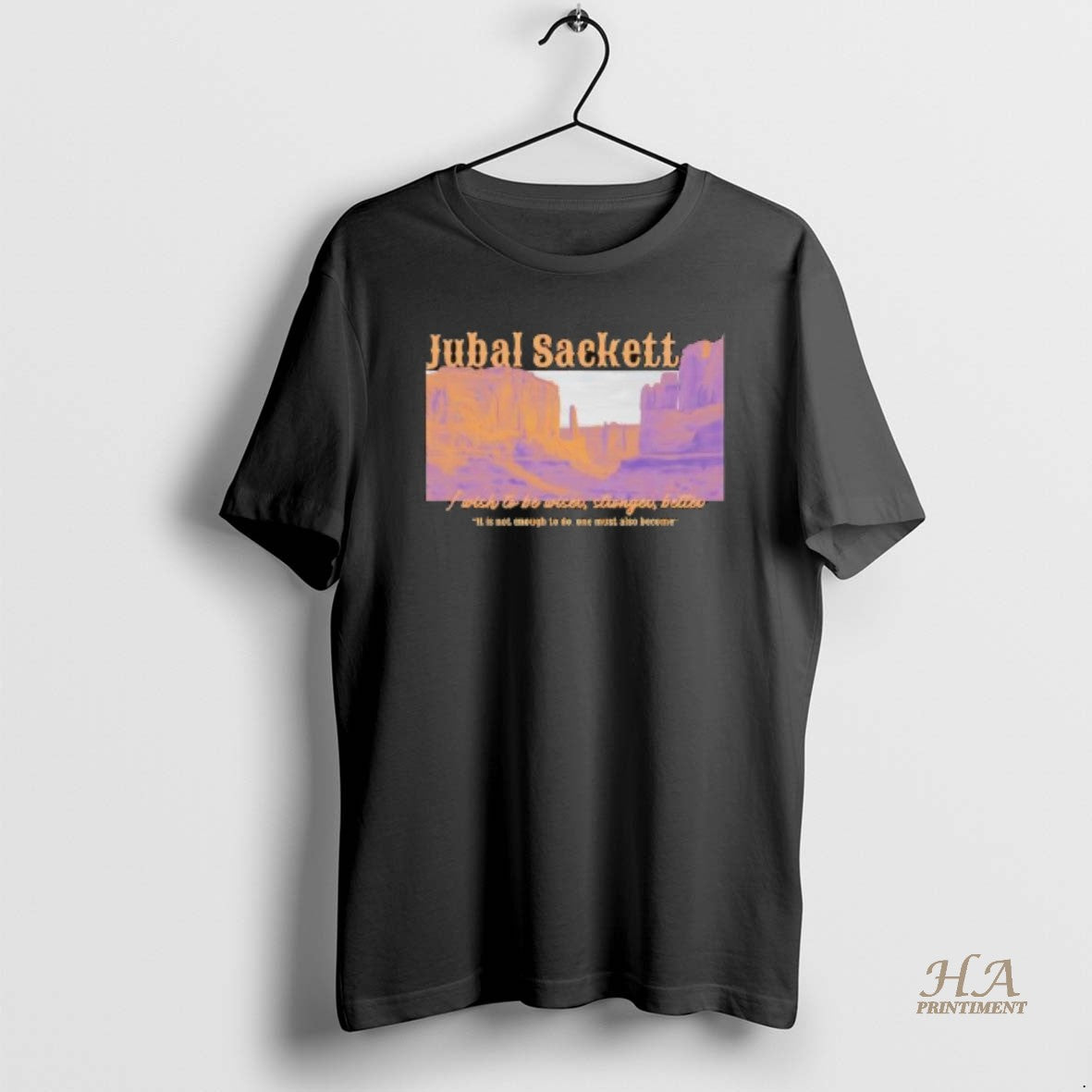 Official Jubal Sackett Burnt Orange Lettering Vintage Shirt Hoodie Sweatshirt | PurePodTees.com