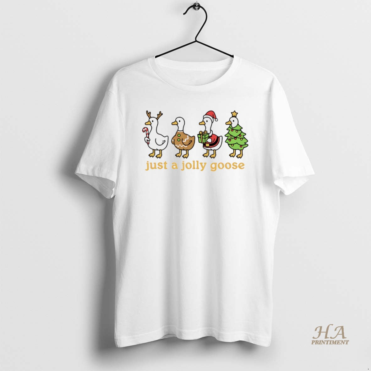 Official Just A Jolly Goose Christmas White Shirt Hoodie Sweatshirt | PurePodTees.com