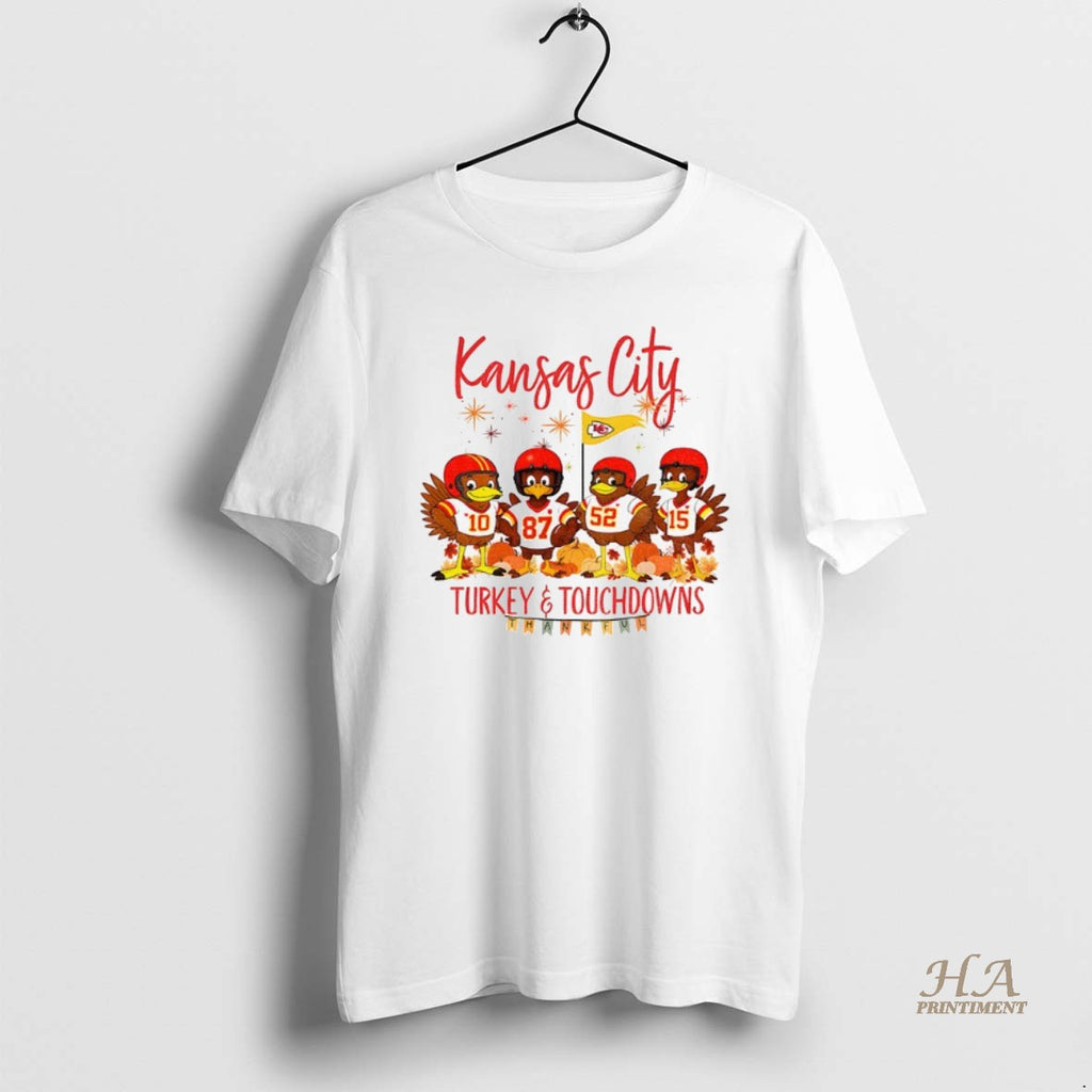 Official Kansas City Chiefs Football American Football Turkey And Touchdowns Thankful Thanksgiving Shirt Hoodie Sweatshirt