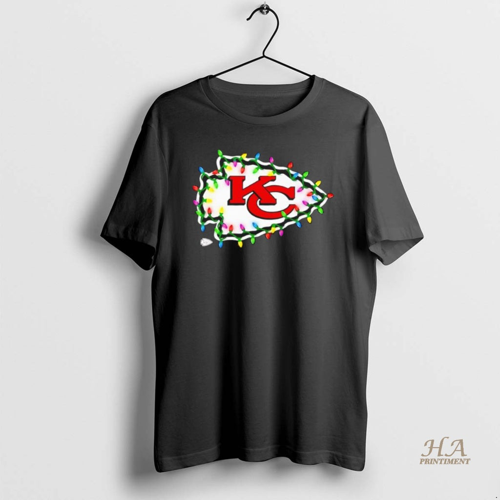 Official Kansas City Chiefs Logo Holiday Lights Black Shirt Hoodie Sweatshirt | PurePodTees.com