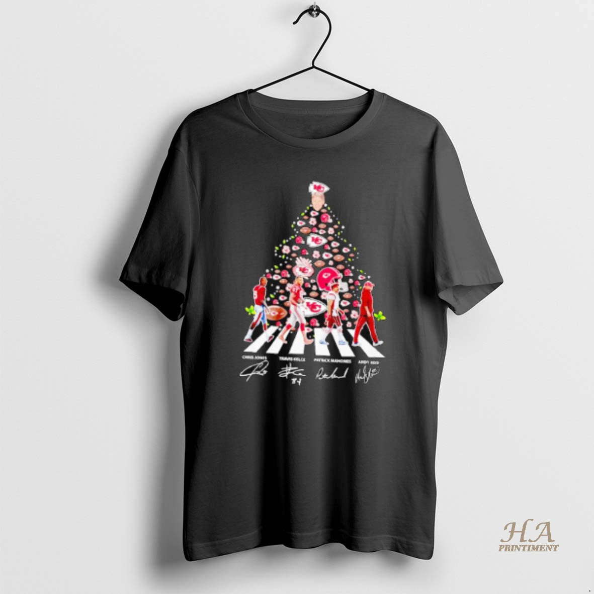 Official Kansas City Chiefs Abbey Road Christmas Tree Signatures Shirt Hoodie Sweatshirt | PurePodTees.com