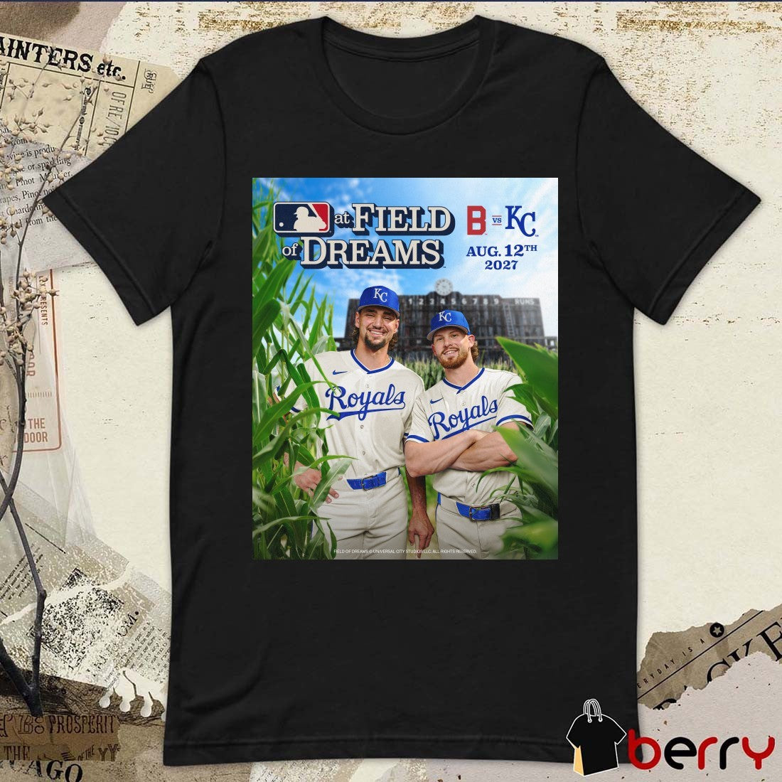 Kansas City Royals Vs Boston Red Sox MLB At Field Of Dreams August 12th 2027 Poster t-shirt
