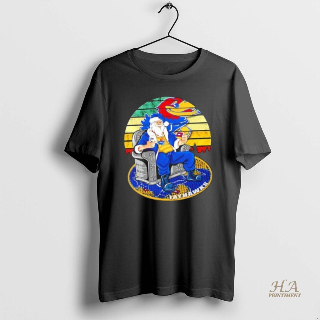 Official Kansas Jayhawks X Santa Claus Christmas Vintage Shirt Hoodie Sweatshirt | PurePodTees.com