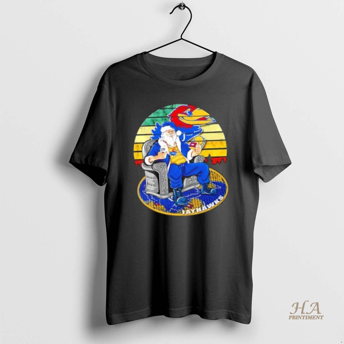 Official Kansas Jayhawks X Santa Claus Christmas Vintage Shirt Hoodie Sweatshirt | PurePodTees.com