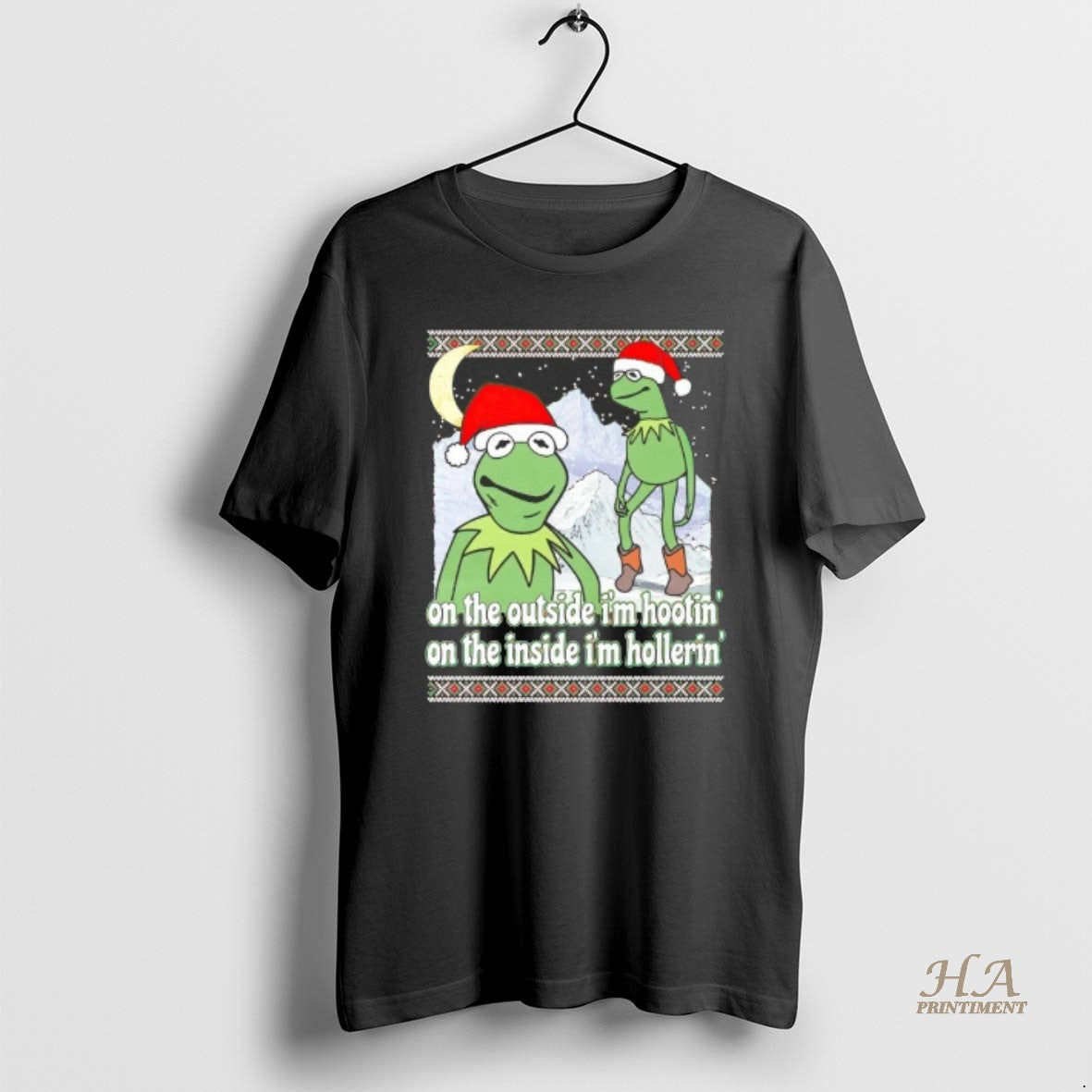 Official Kermit On The Outside Im Hootin Inside Hollerin Christmas Shirt Hoodie Sweatshirt | PurePodTees.com