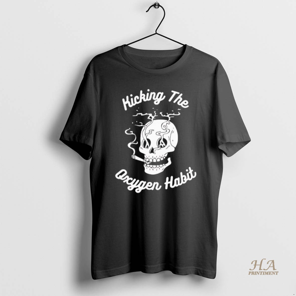 Official Kicking The Oxygen Habit Skull Smoking Black Shirt Hoodie Sweatshirt | PurePodTees.com