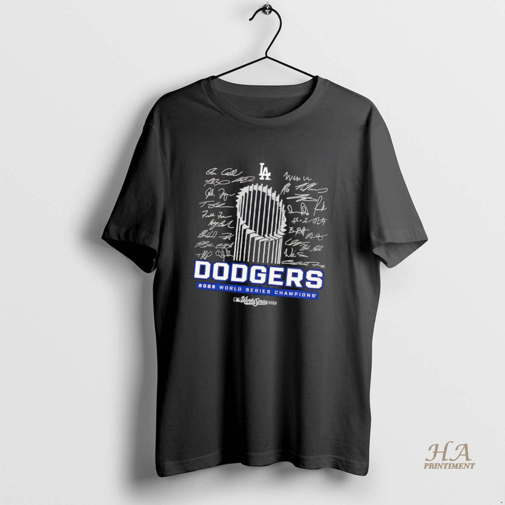 Official La Dodgers 2025 World Series Champions Signatures Trophy Shirt Hoodie Sweatshirt | PurePodTees.com