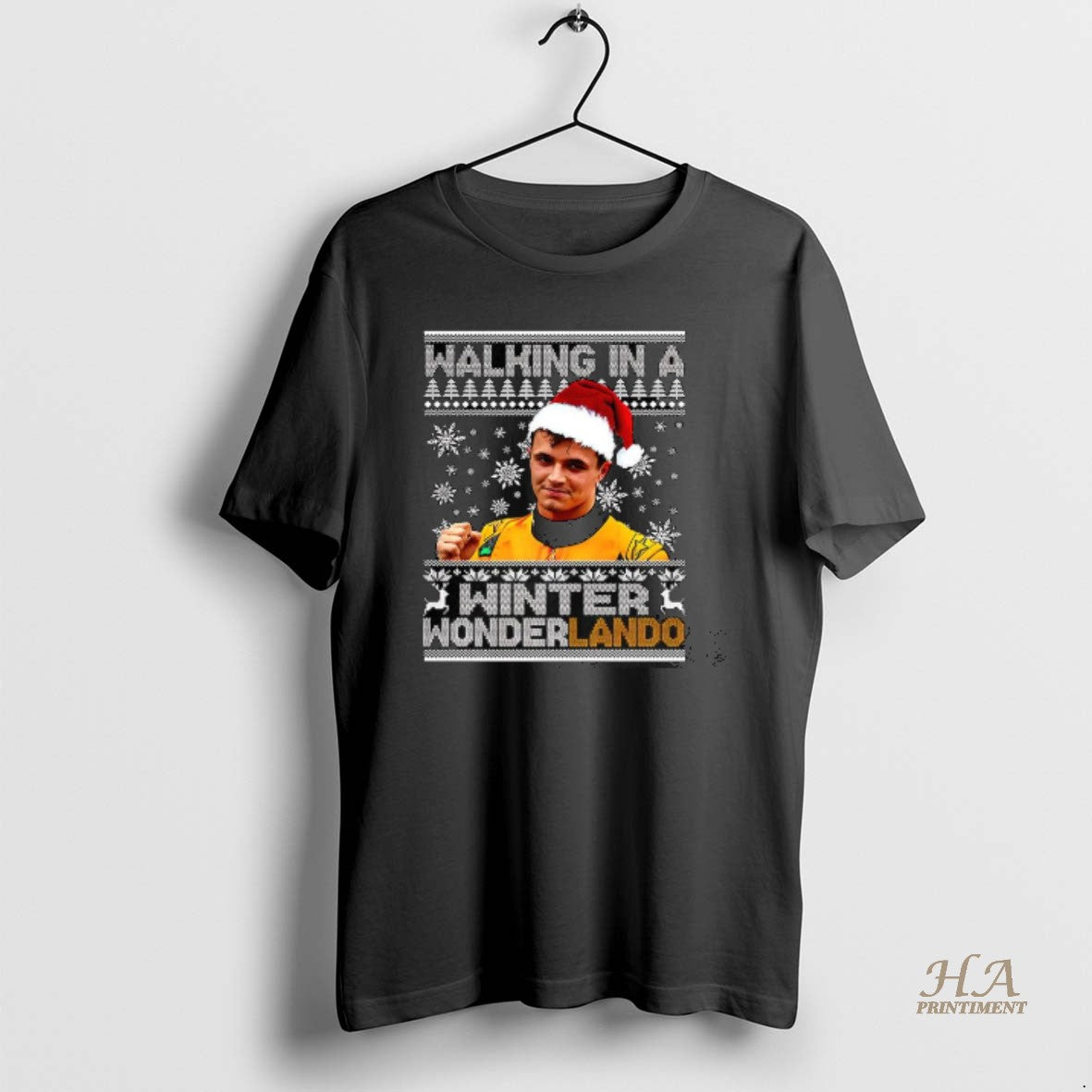 Official Lando Norris Walking In A Winter Wonderland Christmas Shirt Hoodie Sweatshirt | PurePodTees.com