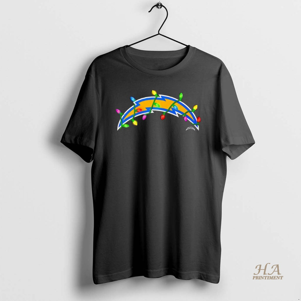 Official Los Angeles Chargers Logo Holiday Lights Black Shirt Hoodie Sweatshirt | PurePodTees.com