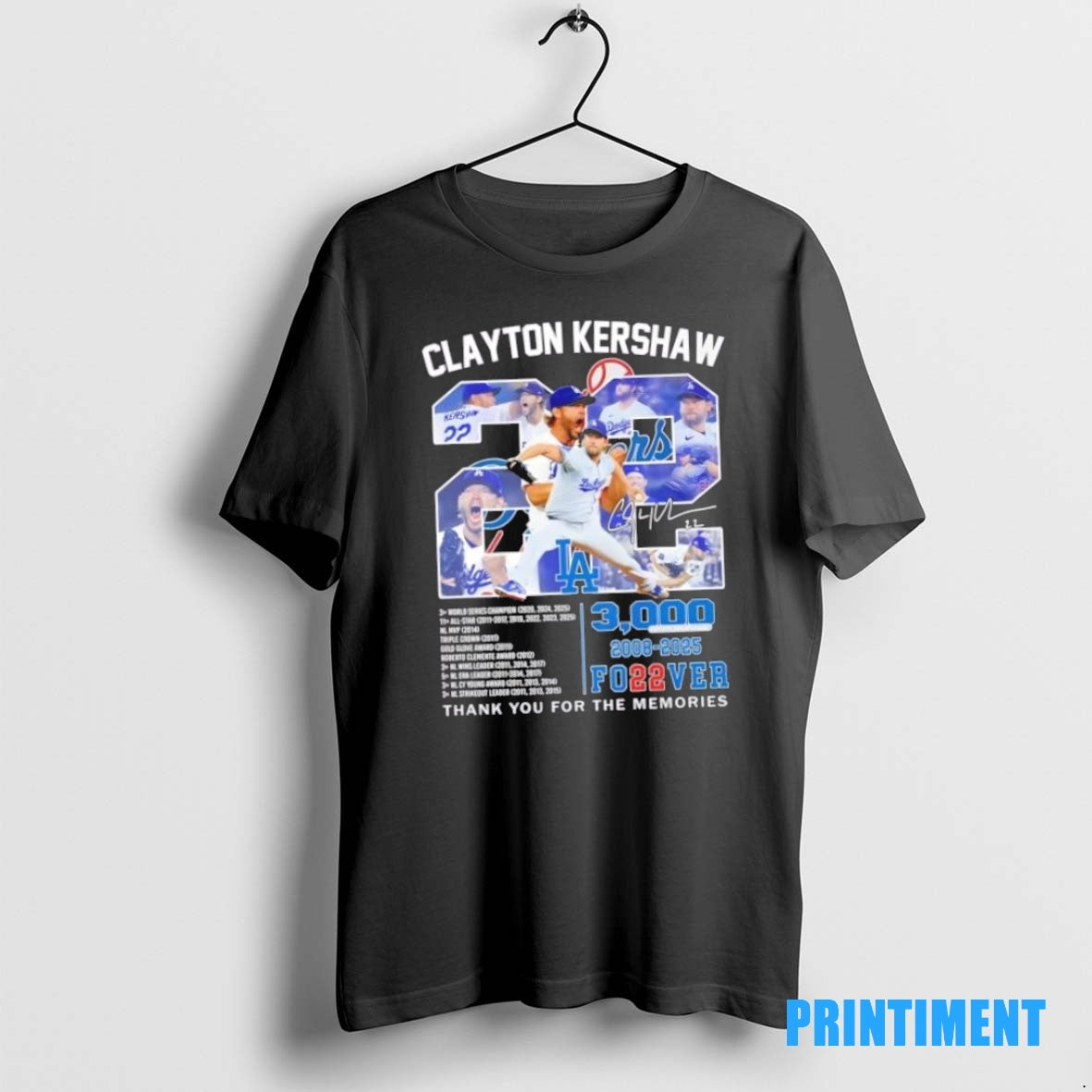 Official Los Angeles Dodgers 2008 2025 Clayton Kershaw 3000 Forever Thank You For The Memories Shirt Hoodie Sweatshirt