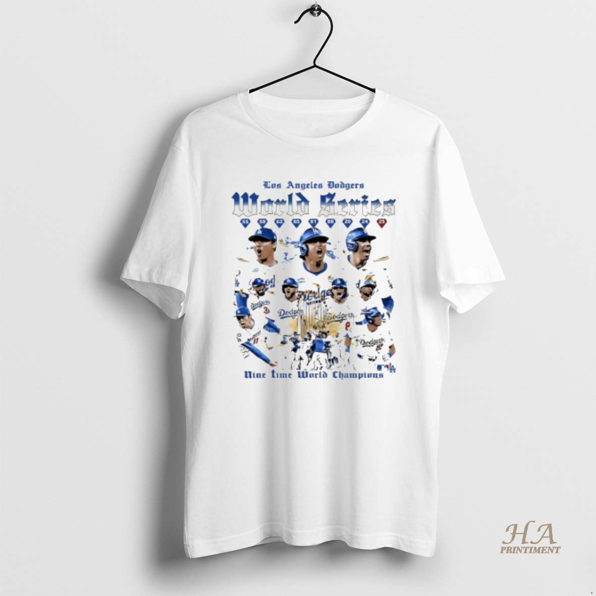 Official Los Angeles Dodgers 2025 9x Time World Series Champions Trophies Shirt Hoodie Sweatshirt | PurePodTees.com