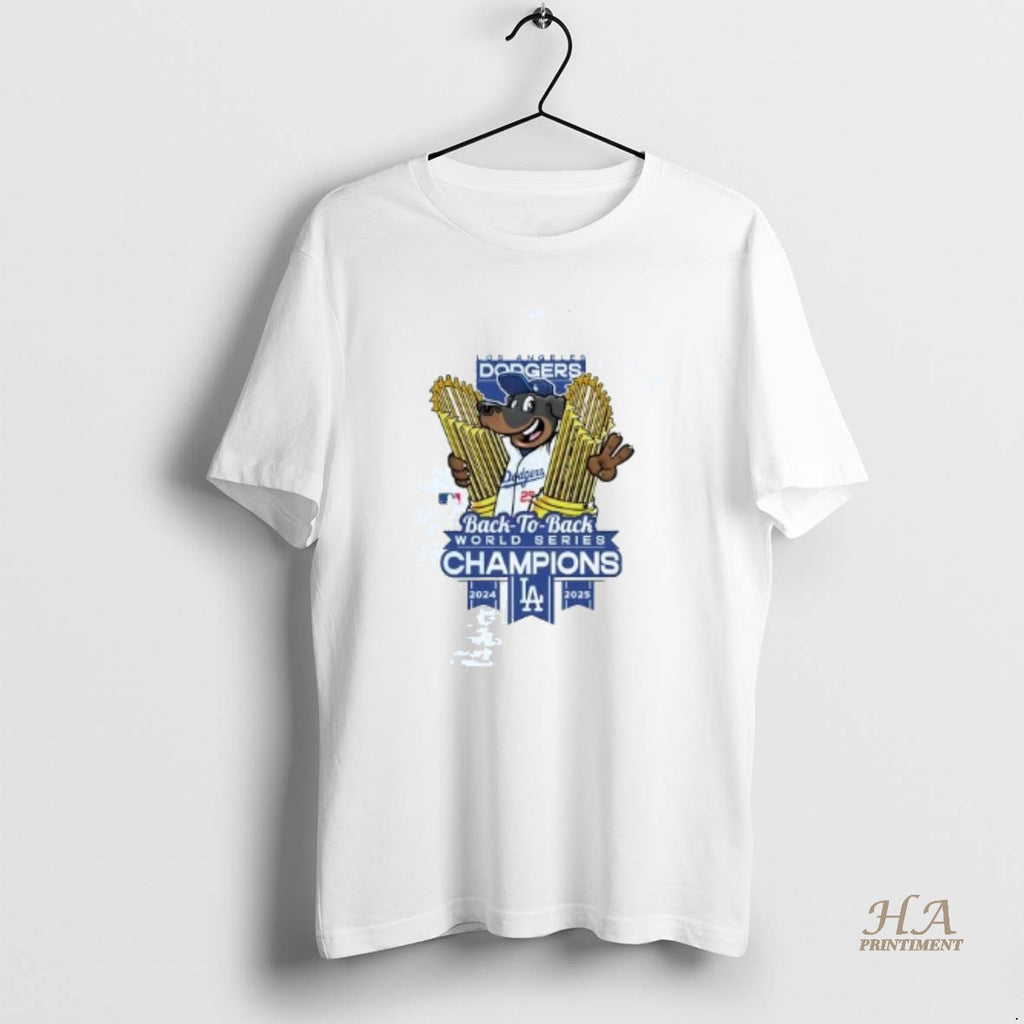 Official Los Angeles Dodgers 2025 Back To Back World Series Champions Mascot Trophy Shirt Hoodie Sweatshirt | PurePodTees.com