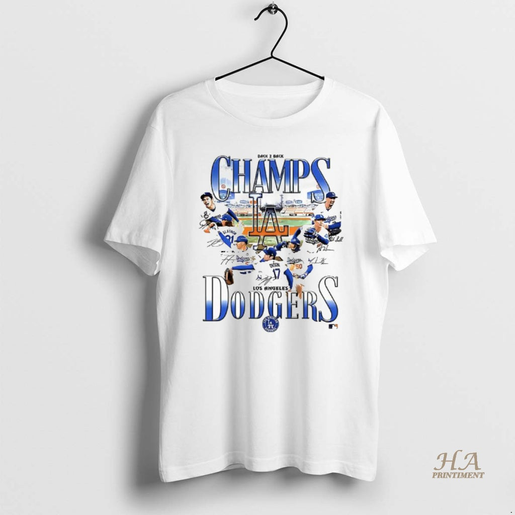 Official Los Angeles Dodgers 9 Back 2 Back Champs Signature Two Sided Mugs And Shirt Hoodie Sweatshirt | PurePodTees.com