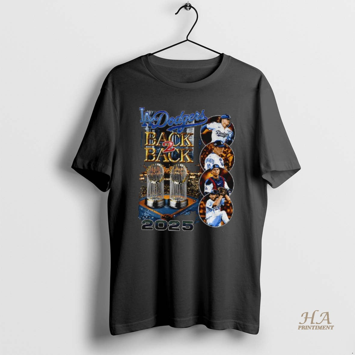 Official Los Angeles Dodgers Back 2 Back 2025 World Series Champions Trophy Graphic Shirt Hoodie Sweatshirt | PurePodTees.com
