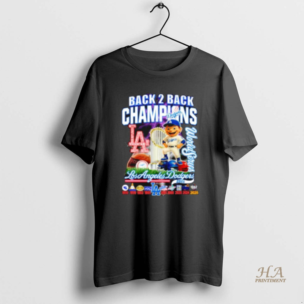 Official Los Angeles Dodgers Back 2 Back Champions World Series Mascot Shirt Hoodie Sweatshirt | PurePodTees.com