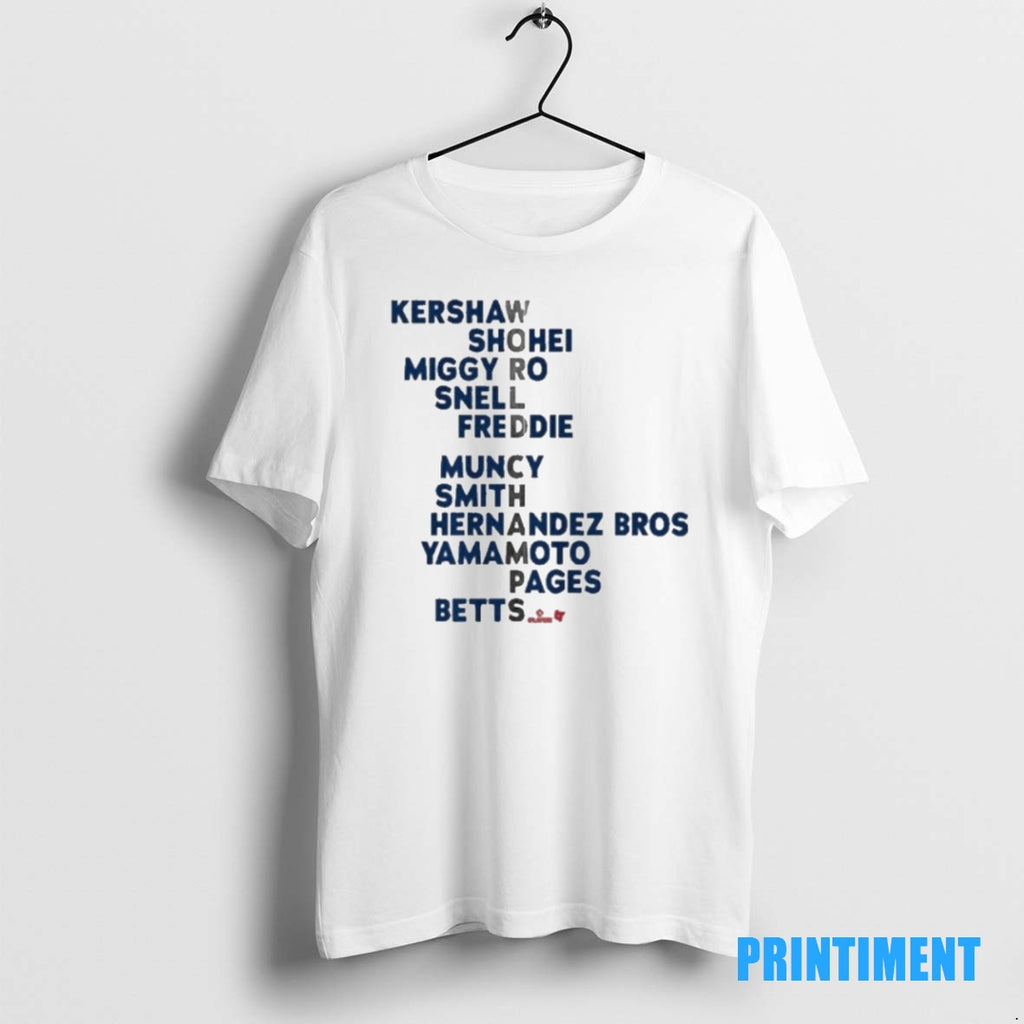 Official Los Angeles Dodgers Baseball 2025 World Champs Acrostic Kershaw Shohei Miggy Ro Snell Freddie Shirt Hoodie...
