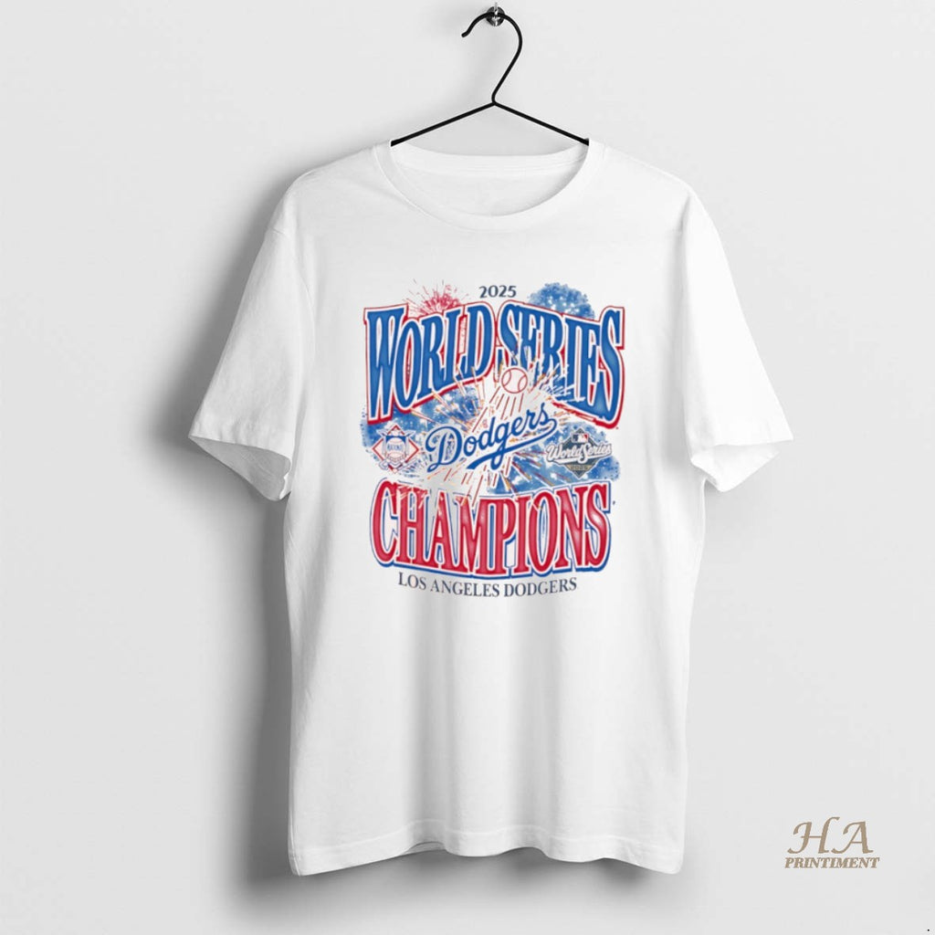Official Los Angeles Dodgers Mlb World Series Champions 2025 Firework Shirt Hoodie Sweatshirt | PurePodTees.com