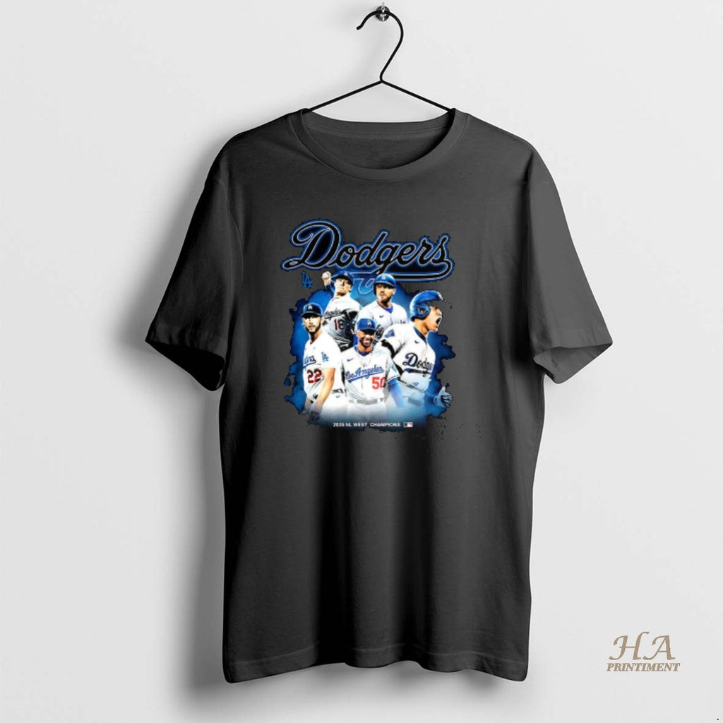 Official Los Angeles Dodgers Nl West Champions 2025 Player Collage Shirt Hoodie Sweatshirt | PurePodTees.com