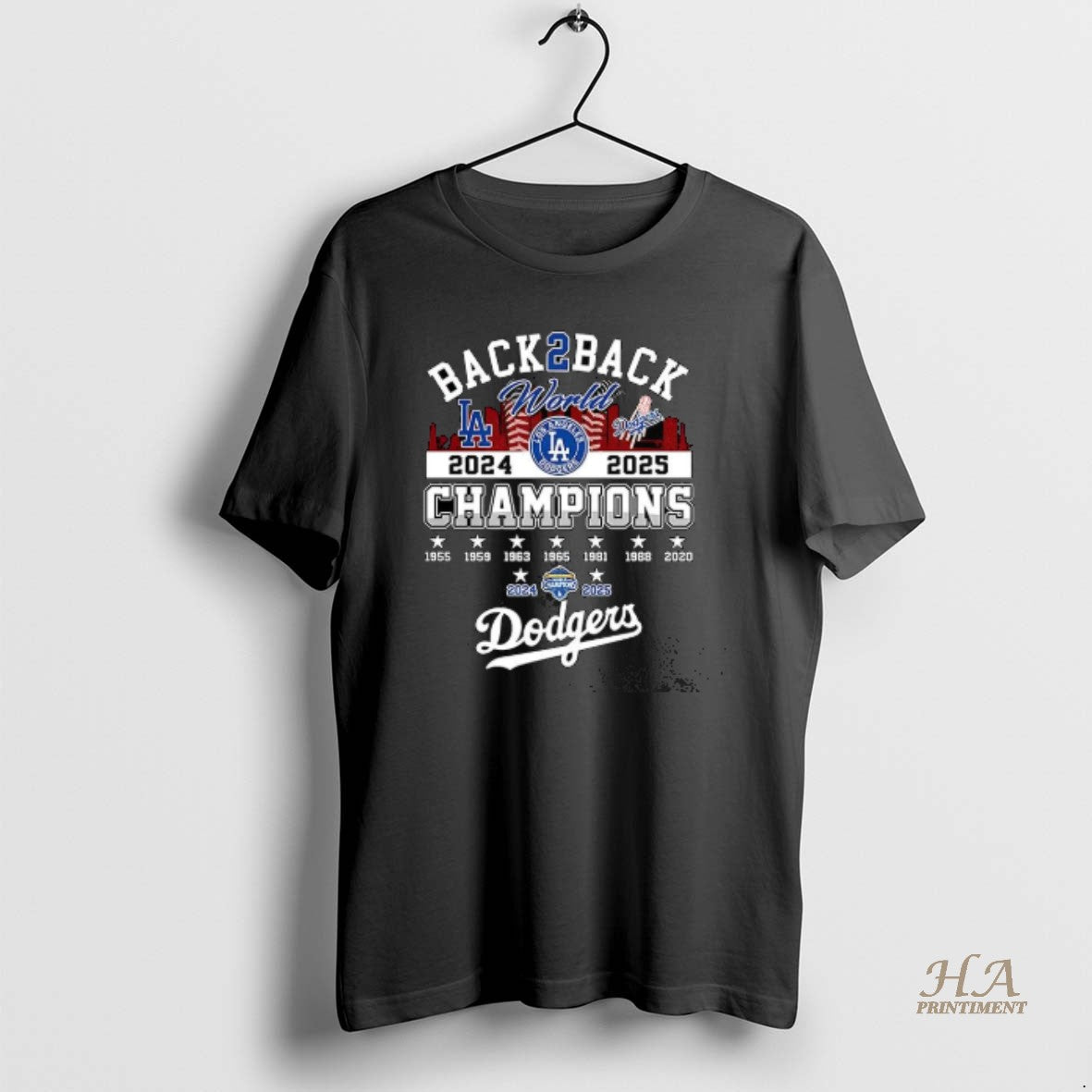 Official Los Angeles Dodgers World Series Champions Back To Back 2024 2025 Skyline Shirt Hoodie Sweatshirt | PurePodTees.com