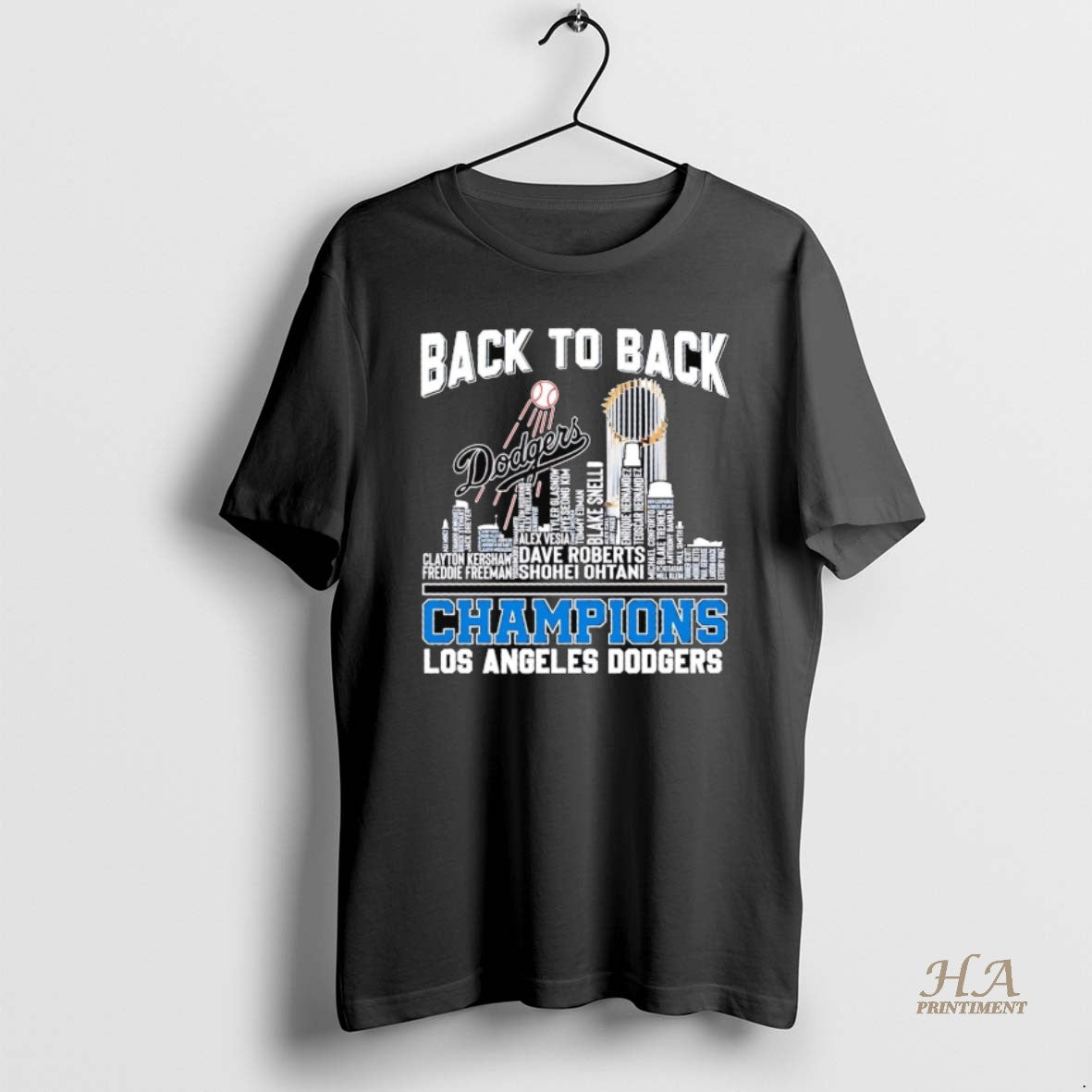 Official Los Angeles Dodgers Back To Back Champions Players Names Shirt Hoodie Sweatshirt | PurePodTees.com