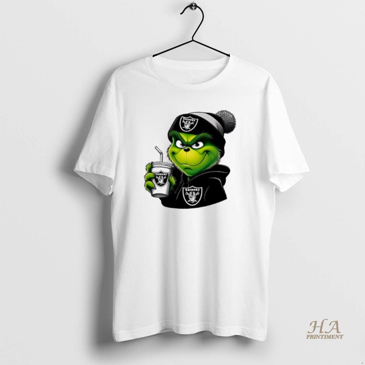 Official Los Angeles Raider Grinch Christmas Milk Tea Shirt Hoodie Sweatshirt | PurePodTees.com