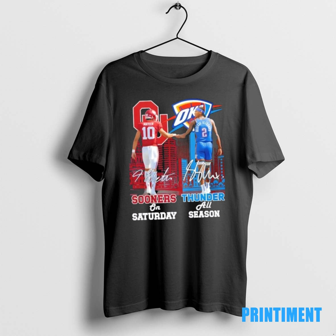 Official Mateer Oklahoma Sooners On Saturday X Shai Gilgeous Alexander Okc Thunder All Season Skyline Shirt Hoodie Sweatshirt