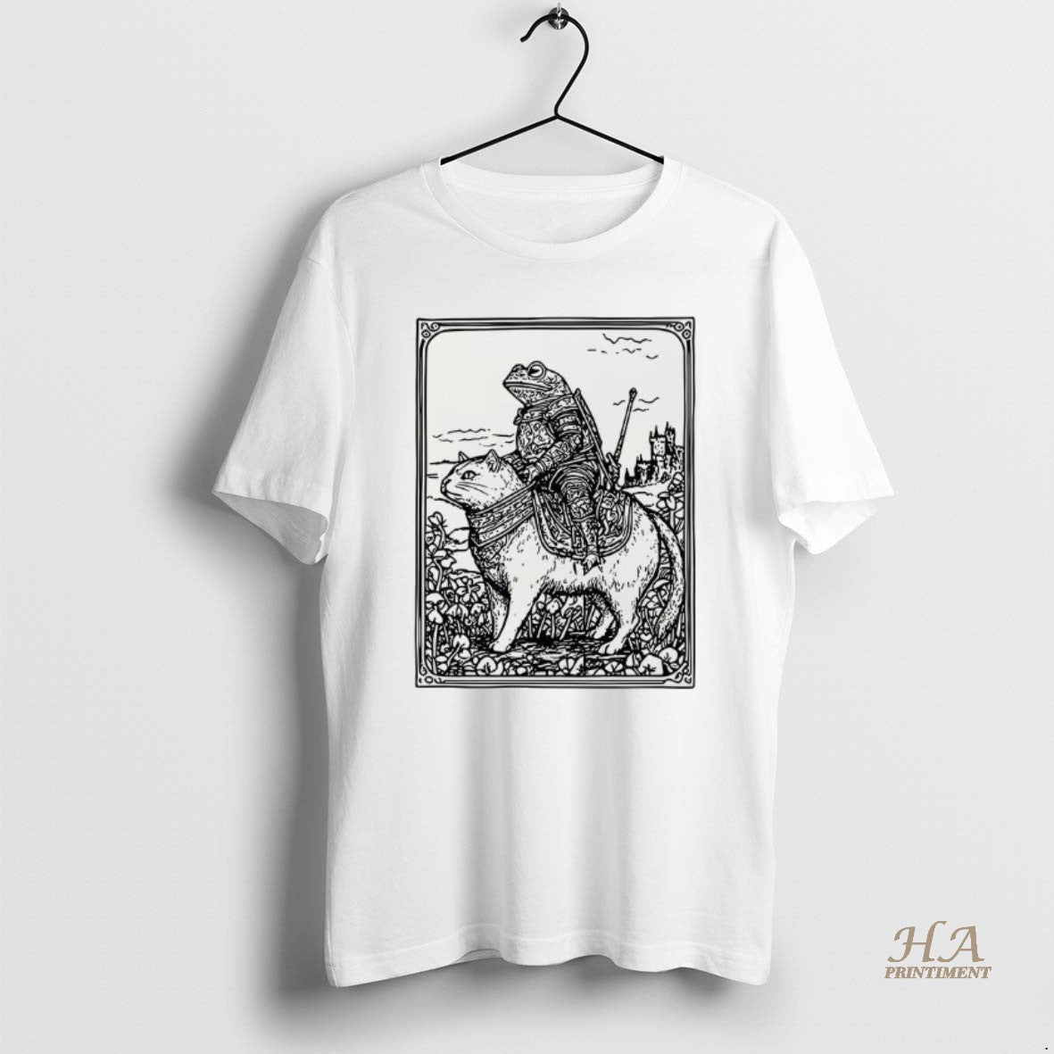 Official Medieval Frog Knight On Cat Shirt Hoodie Sweatshirt | PurePodTees.com