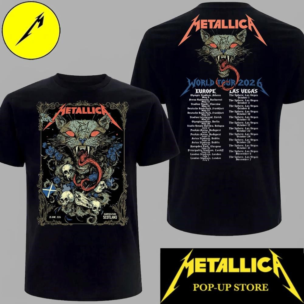 Metallica Glasgow 2026 Concert T-Shirt – Hampden Park Exclusive Art Design