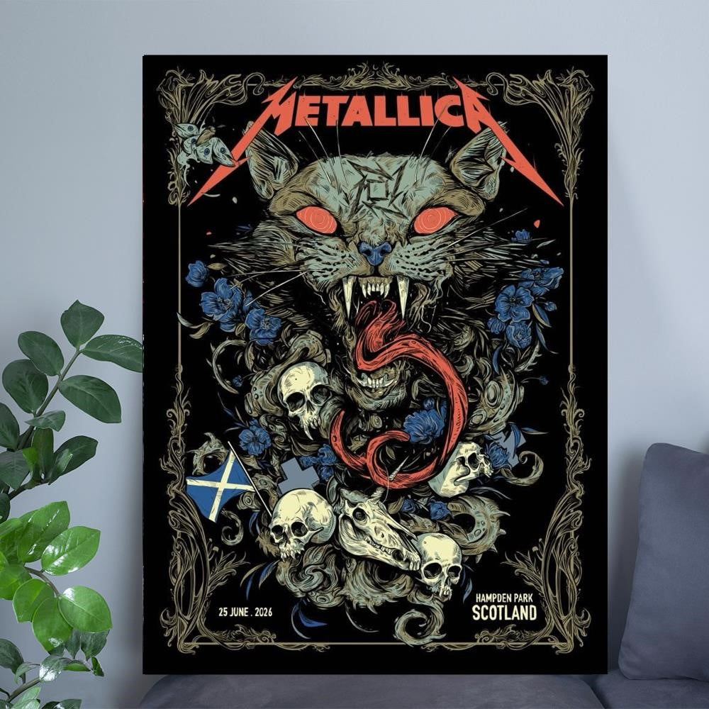 Metallica M72 Glasgow 2026 Concert Poster Limited Edition – Hampden Park Scotland June 25 2026 Gig Wall Art – Art By Michelle KamMei Harvey