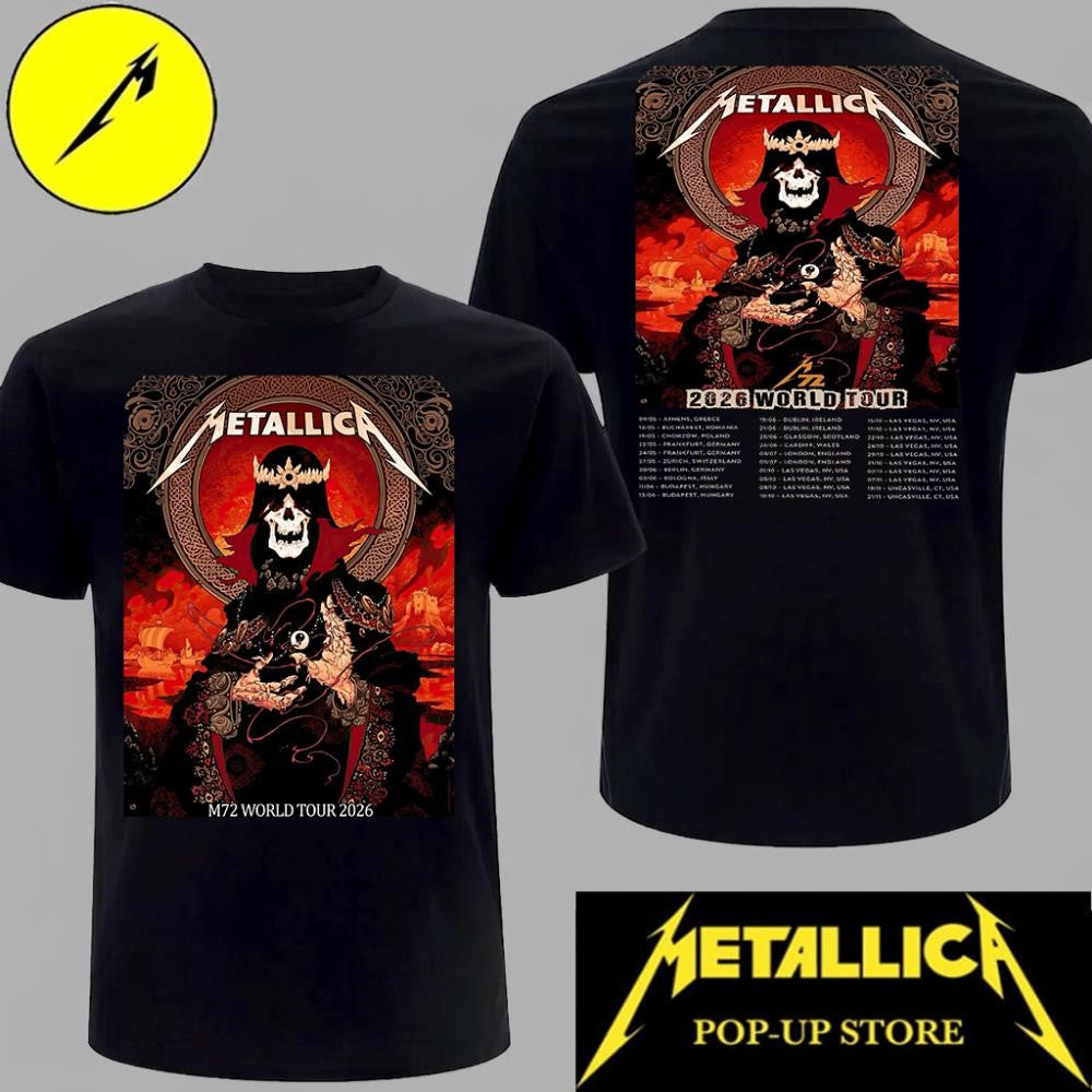 Metallica M72 World Tour Cardiff Wales June 28 2026 Crowned Skull Two-Sided Unisex Graphic Tee
