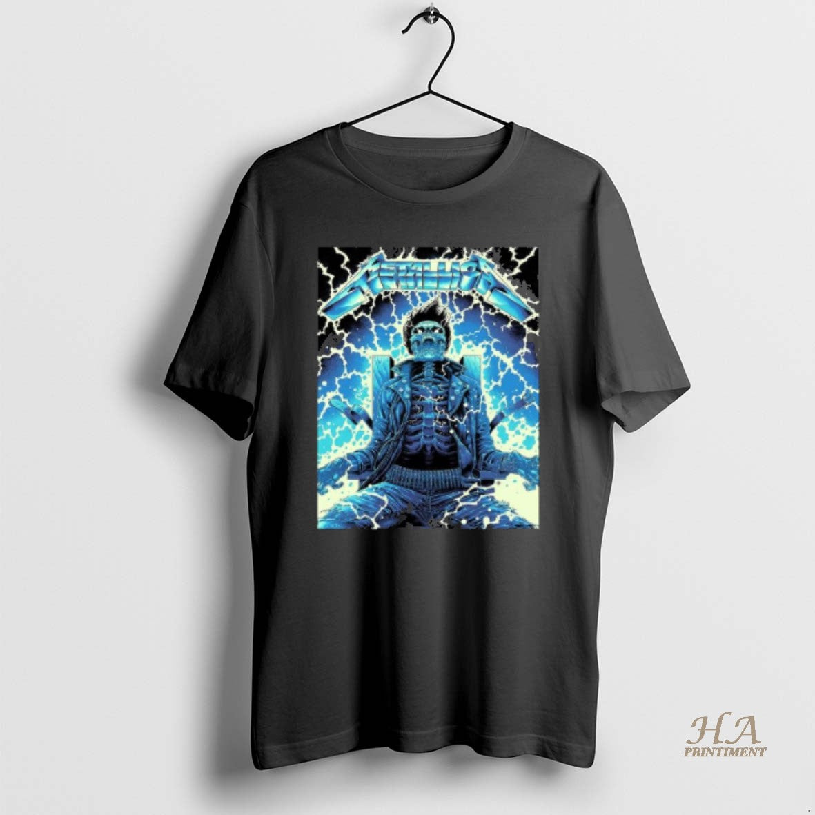 Official Metallica Ride The Lightning Artwork By Luke Preece Australia M72 Tour Exclusive Art Skeleton Shirt Hoodie...