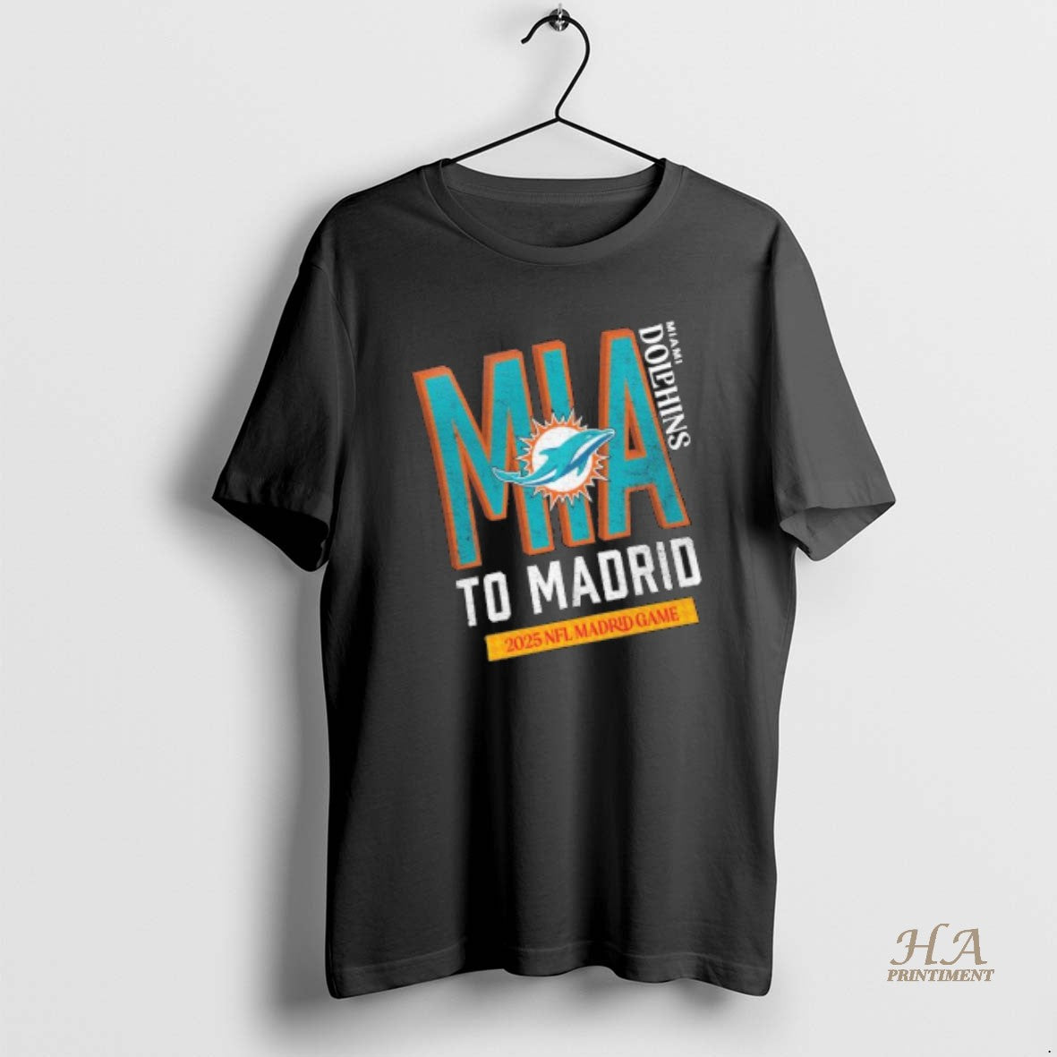 Official Miami Dolphins 2025 To Madrid We Go Shirt Hoodie Sweatshirt | PurePodTees.com