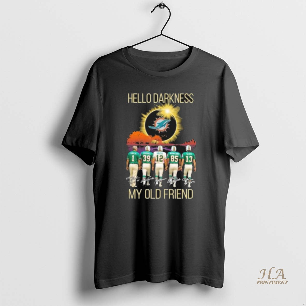Official Miami Dolphins Hello Darkness My Old Friend Shirt Hoodie Sweatshirt | PurePodTees.com