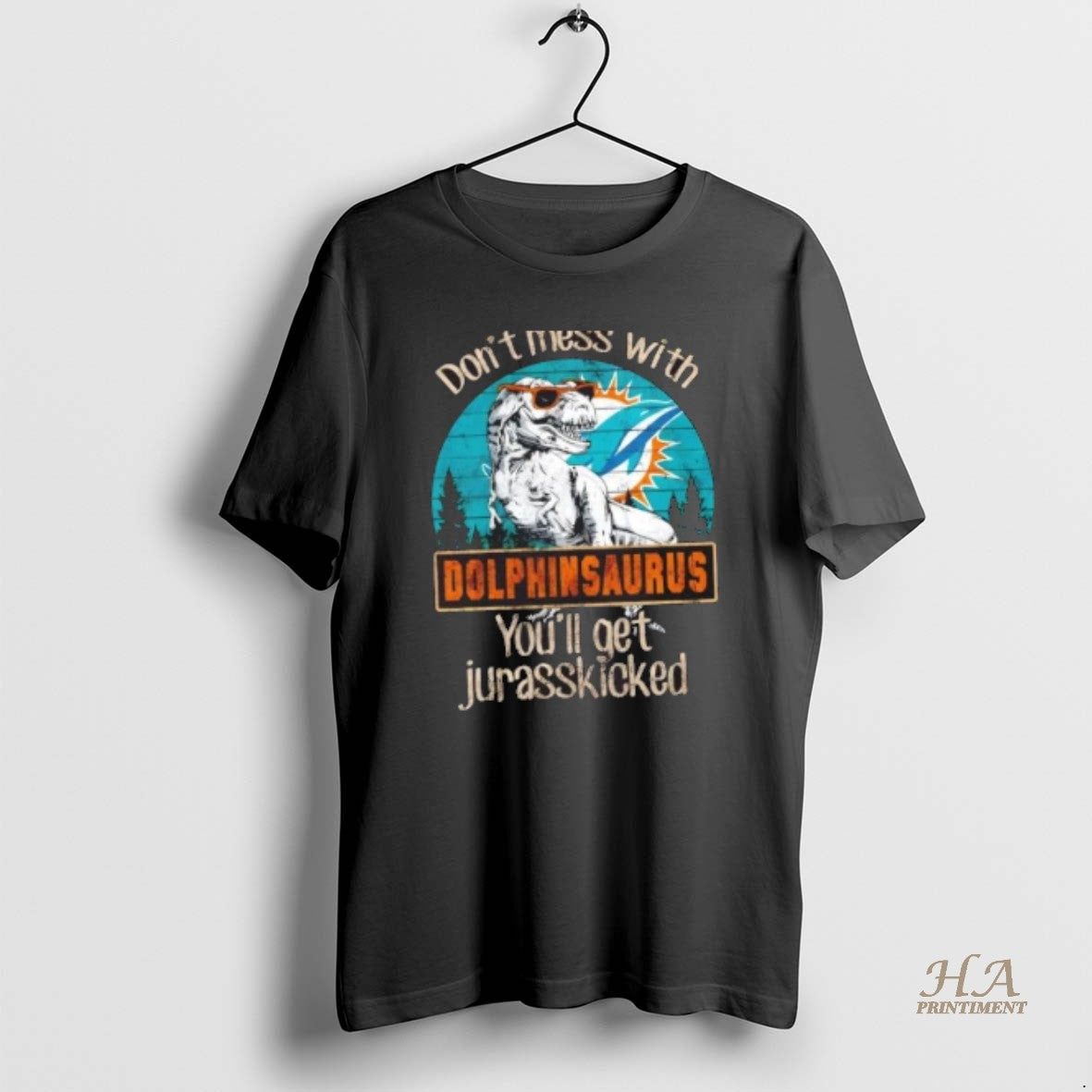 Official Miami Dolphins Dont Mess With Dolphinsaurus Youll Get Jurasskicked Shirt Hoodie Sweatshirt | PurePodTees.com