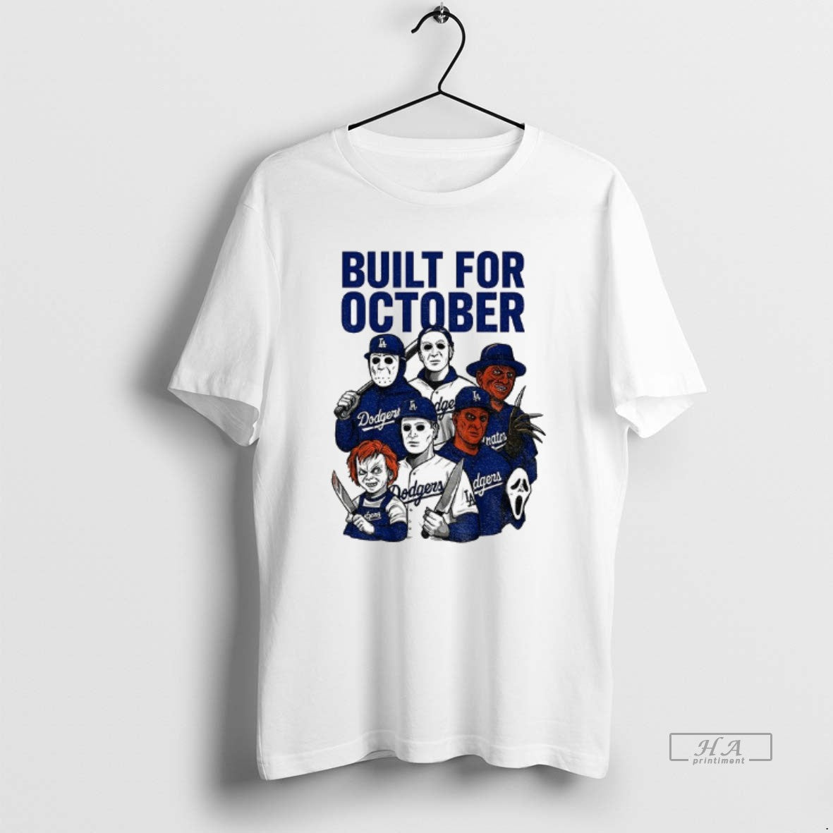 Official Michael Myers Freddy Krueger Chucky Ghostface Built For October Los Angeles Dodgers Mlb 2025 Shirt Hoodie Sweatshirt