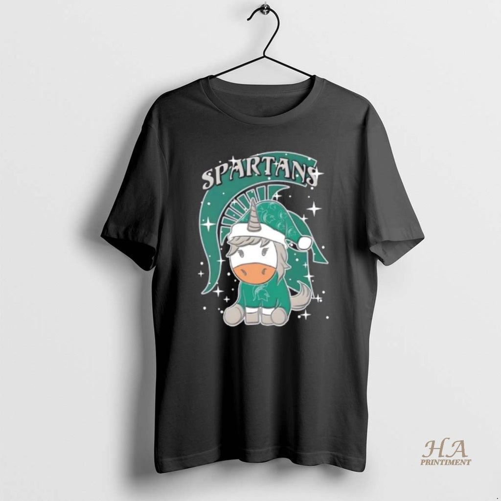 Official Michigan State Spartans Football X Unicorn Merry Christmas Shirt Hoodie Sweatshirt | PurePodTees.com