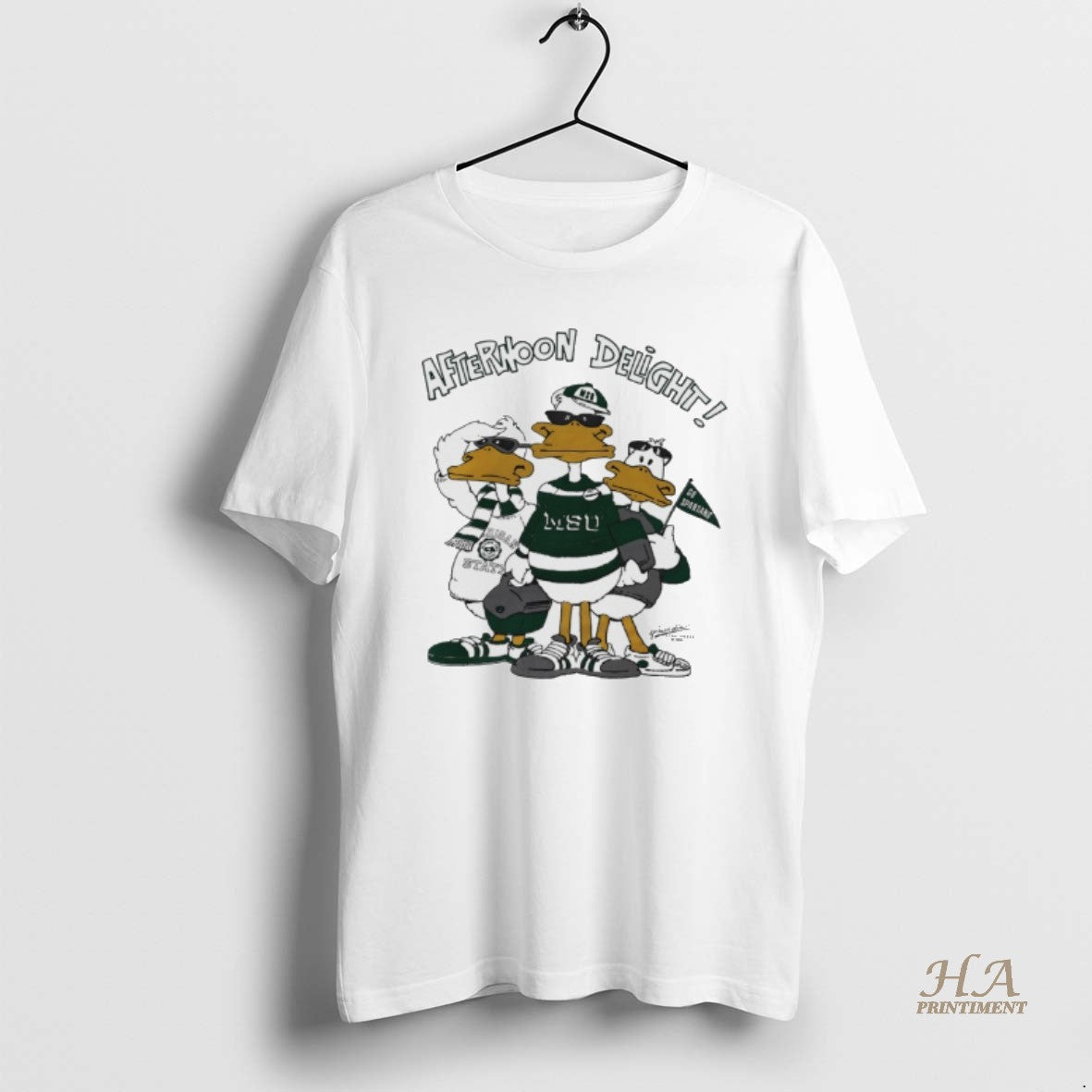 Official Michigan State University Afternoon Delight Go Spartans Duck Mascot Shirt Hoodie Sweatshirt | PurePodTees.com