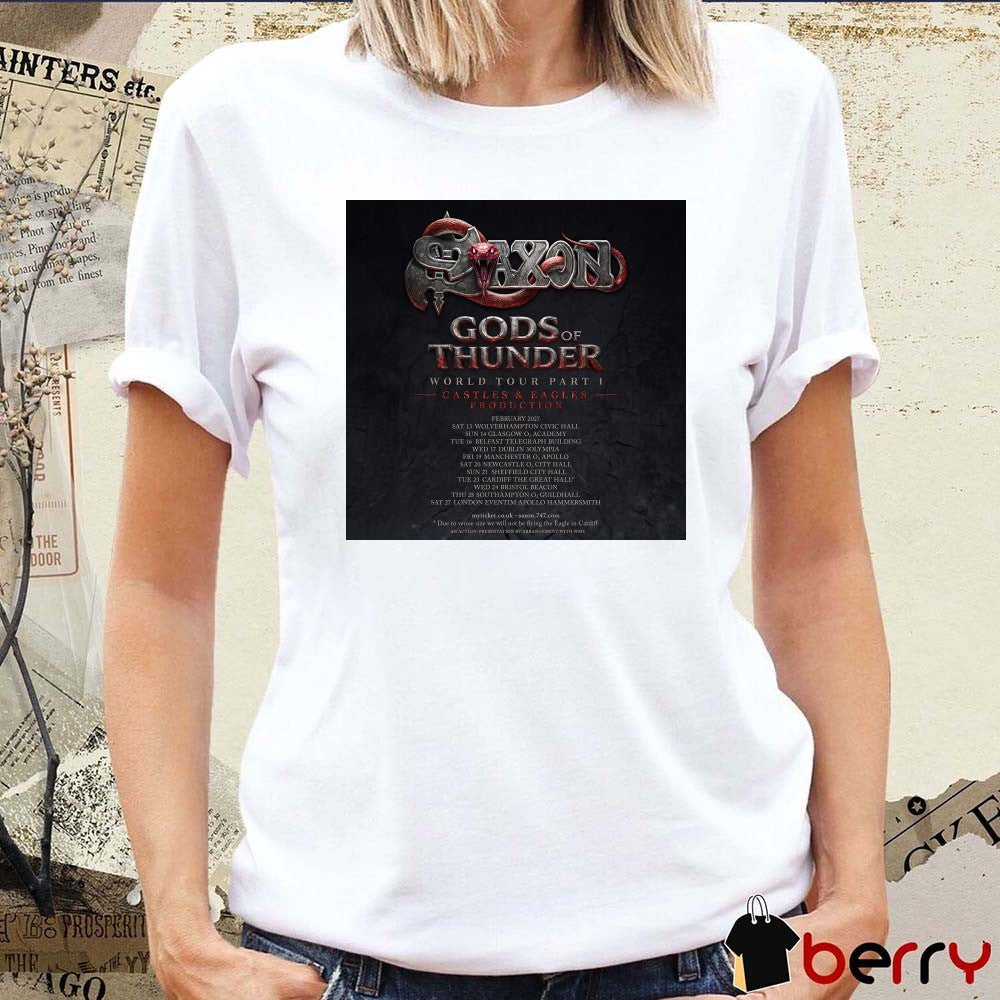 Mighty Saxon Gods of Thunder World Tour Part 1 UK and Ireland Dates Poster t-shirt