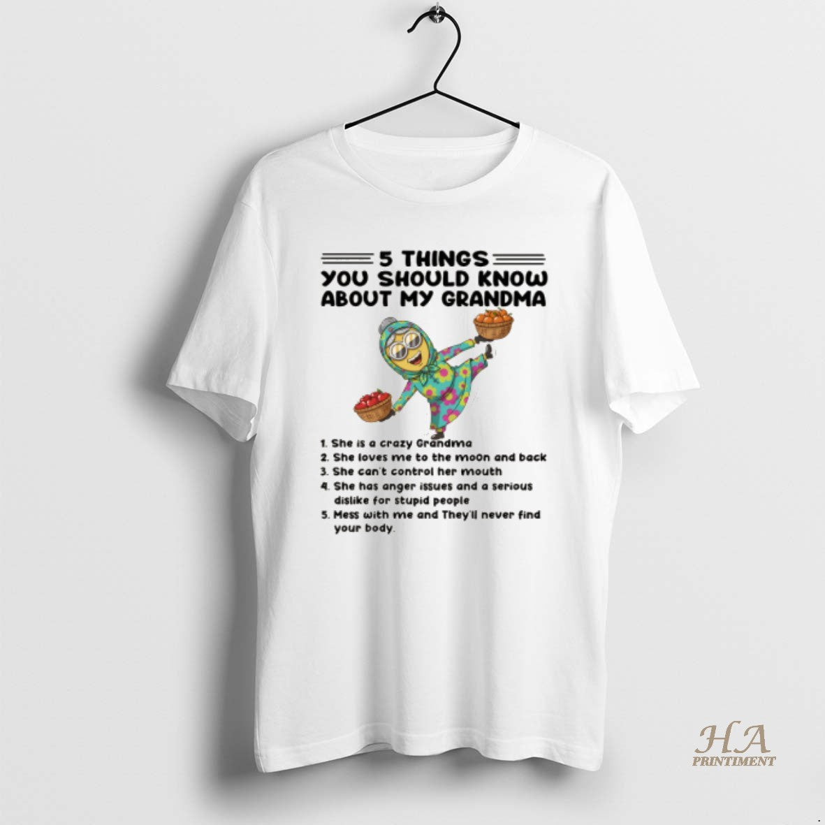 Official Minion 5 Things You Should Know About My Grandma She Is A Crazy Grandma Shirt Hoodie Sweatshirt | PurePodTees.com