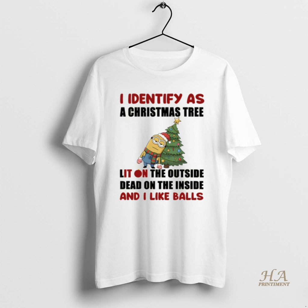 Official Minion Santa Hat I Identify As A Christmas Tree Lit On The Outside Dead Shirt Hoodie Sweatshirt | PurePodTees.com