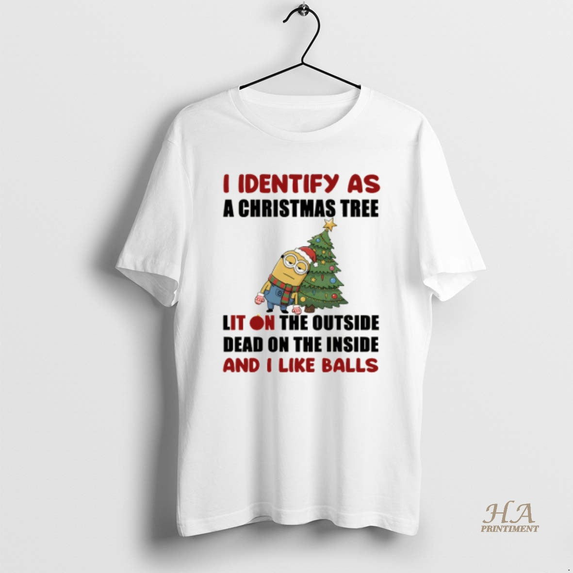 Official Minion Santa Hat I Identify As A Christmas Tree Lit On The Outside Dead Shirt Hoodie Sweatshirt | PurePodTees.com